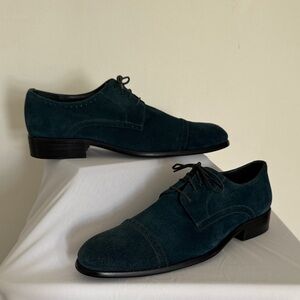 Carrucci Men’s Navy Teal Suede Oxford Shoes